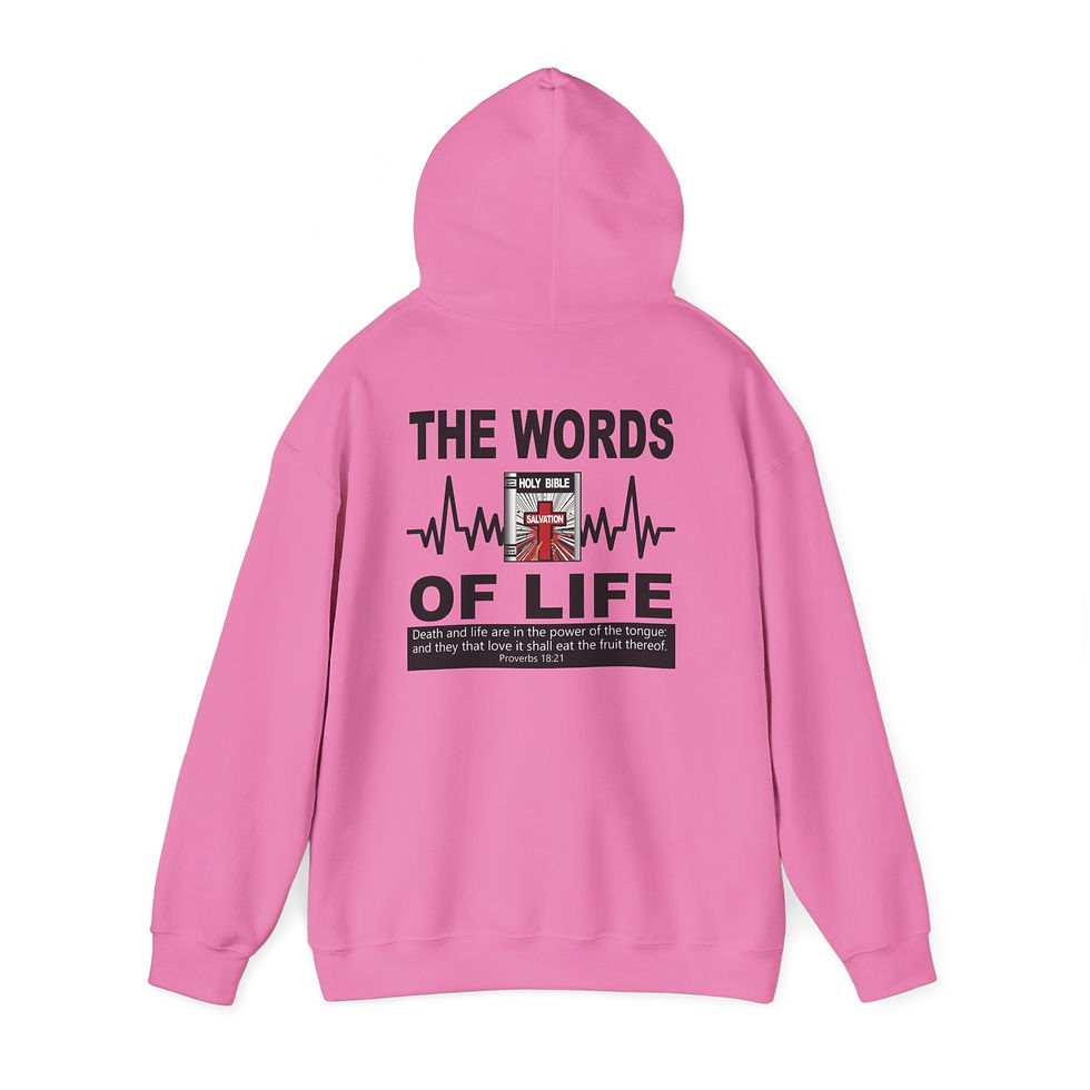 Thumbnail: The Words of Life Christian Hoodie Faith Hoodie Religious Graphic Pullover