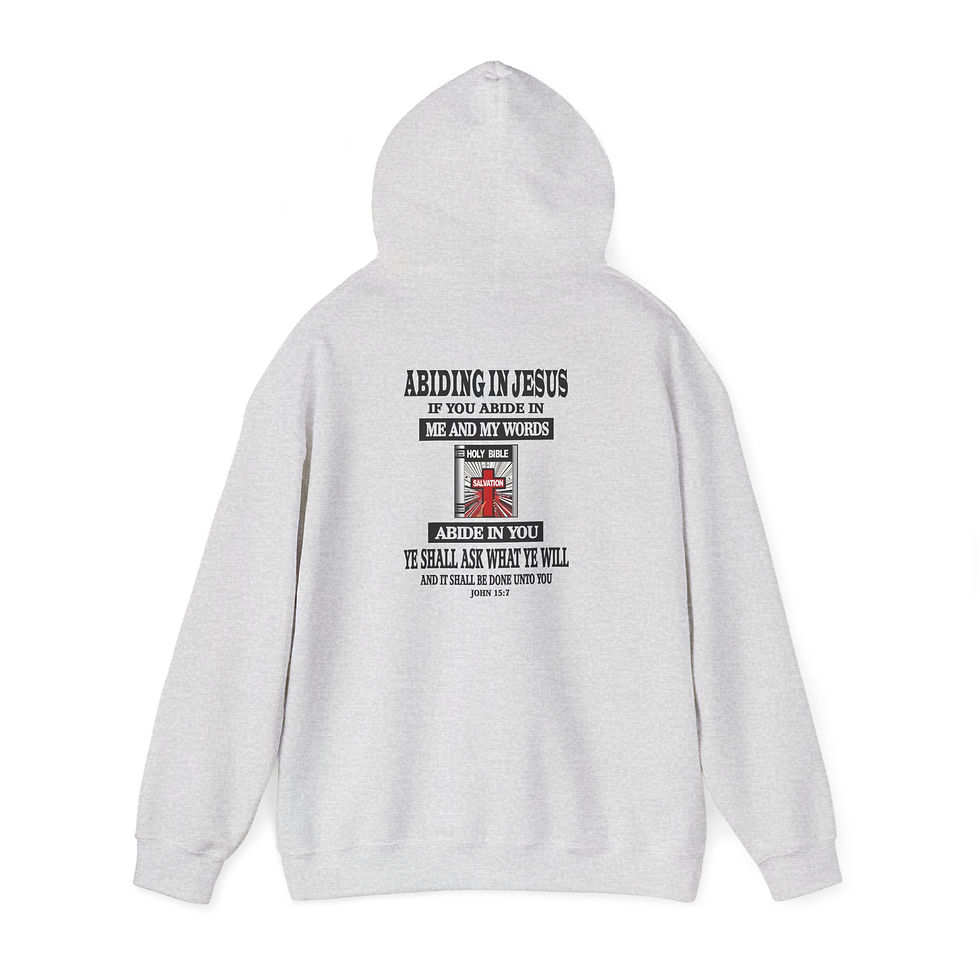 Thumbnail: Abiding in Jesus Hoodie Christian Faith Pullover with Bible and Cross Emblem