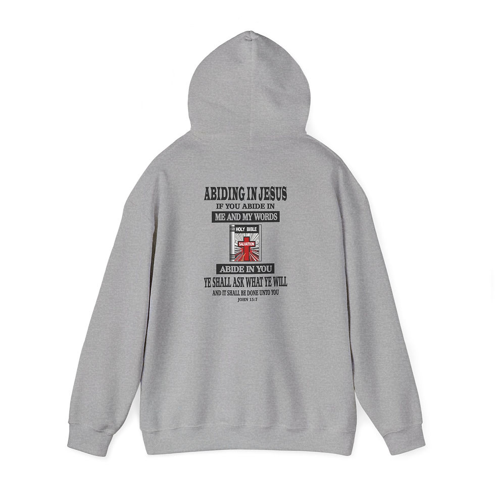 Thumbnail: Abiding in Jesus Hoodie Christian Faith Pullover with Bible and Cross Emblem