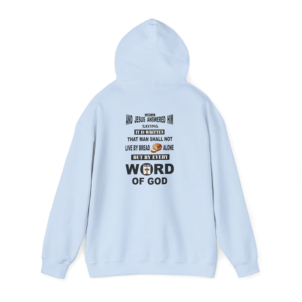 Thumbnail: Every Word of God Biblical Verse Hoodie Print Design on Back Faith Hoodie
