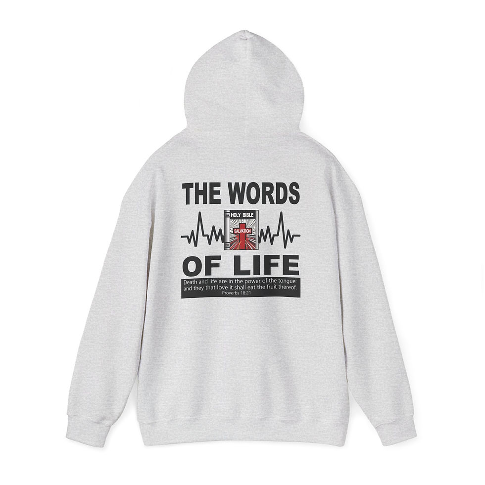 Thumbnail: The Words of Life Christian Hoodie Faith Hoodie Religious Graphic Pullover