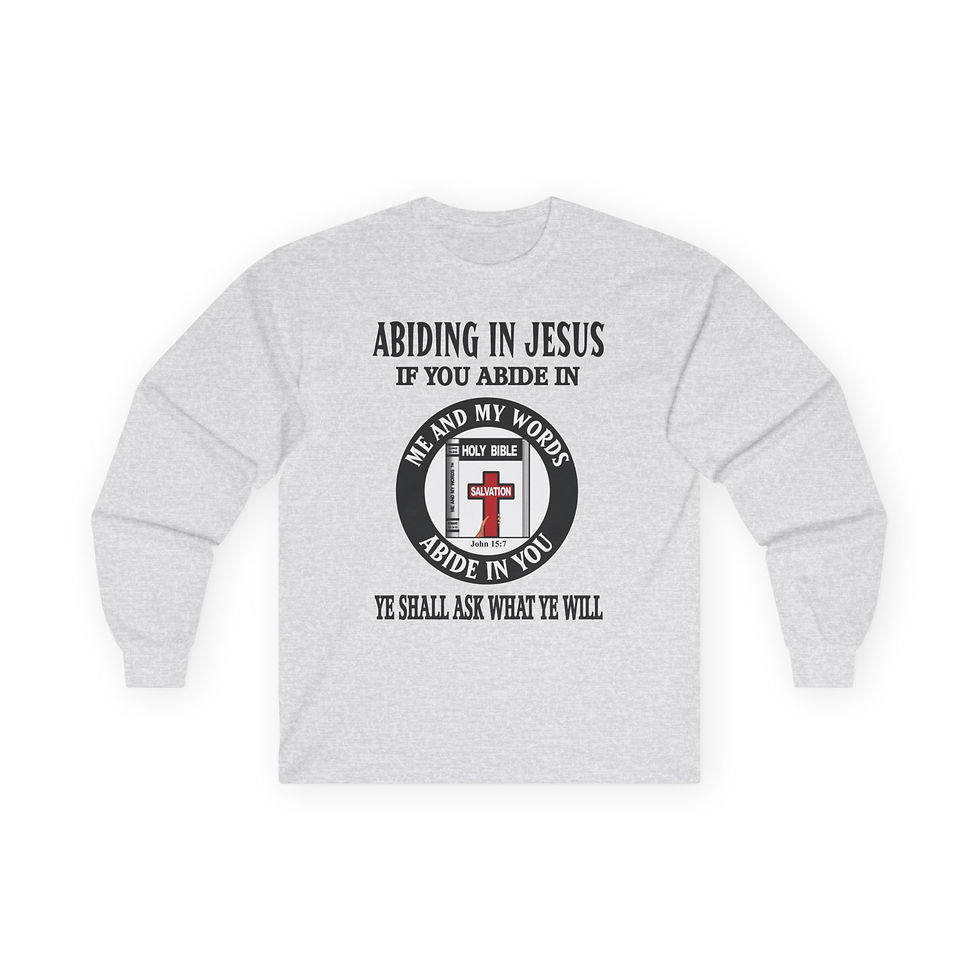 Thumbnail: Abiding in Jesus Christian Long Sleeve Tee Scripture Cross Design