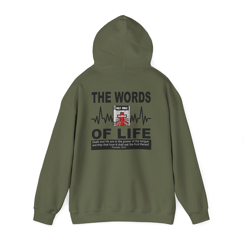 Thumbnail: The Words of Life Christian Hoodie Faith Hoodie Religious Graphic Pullover