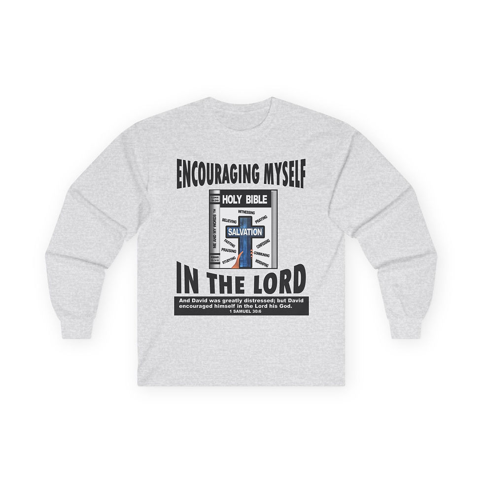 Thumbnail: Encouraging Myself In The Lord Long Sleeve Tee Bible Salvation Faith Shirt