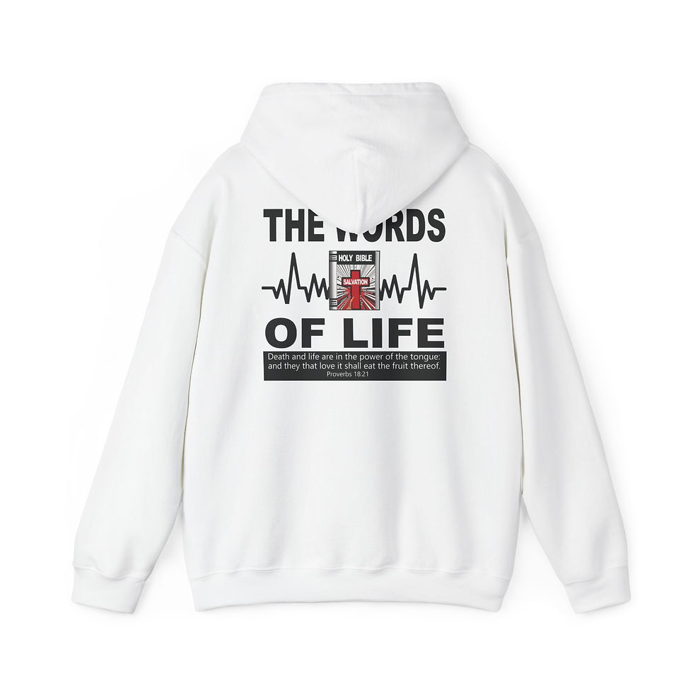 Thumbnail: The Words of Life Christian Hoodie Faith Hoodie Religious Graphic Pullover