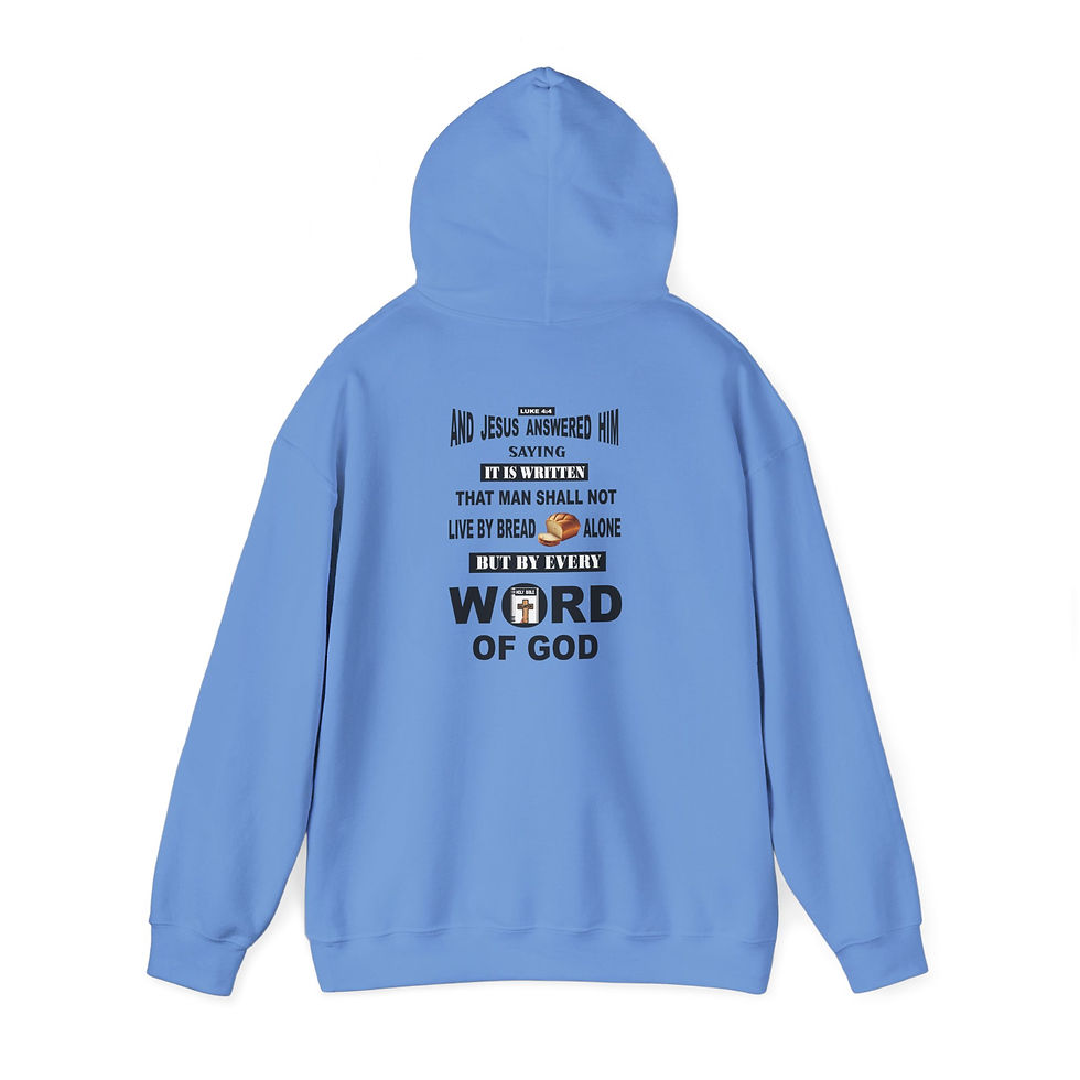 Thumbnail: Every Word of God Biblical Verse Hoodie Print Design on Back Faith Hoodie