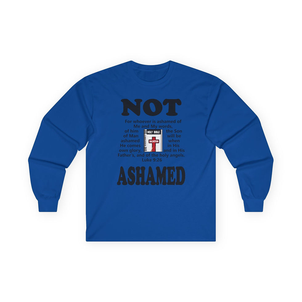 Thumbnail: Not Ashamed Long Sleeve Tee Christian Faith Cross Shirt