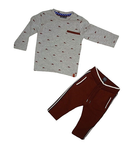 Βρεφικό σετ Babyface ιντερλοκ μπλούζα με φούτερ παντελόνι για αγόρια