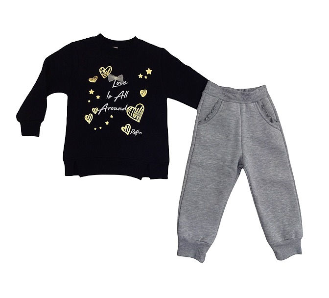 Παιδική φόρμα φούτερ μαύρο μελανζέ για κορίτσια | MielKids.gr