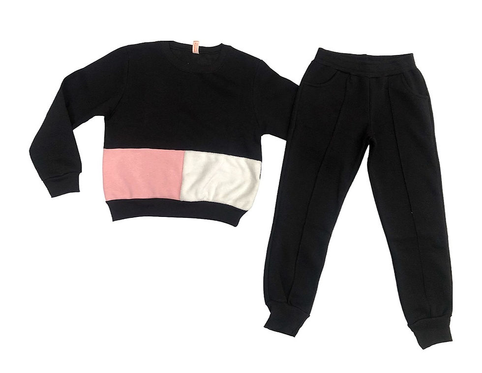 Παιδικό σετ φόρμας φούτερ για κορίτσια σε χρώμα μαύρο ροζ εκρού | MielKids.gr