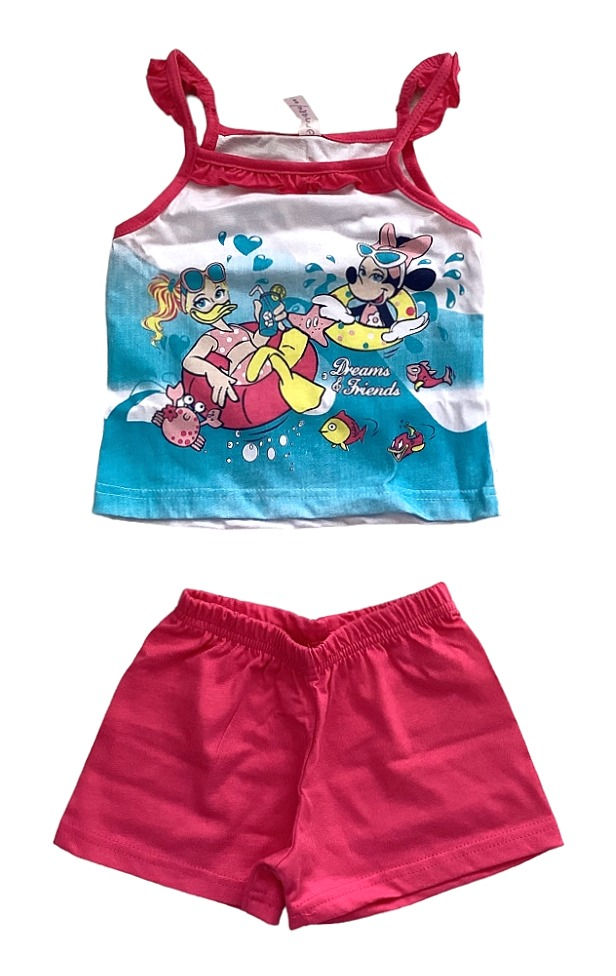 Παιδική Πυτζάμα μακό με ραντάκι σε χρώμα λευκό φούξια για κορίτσια | MielKids.gr