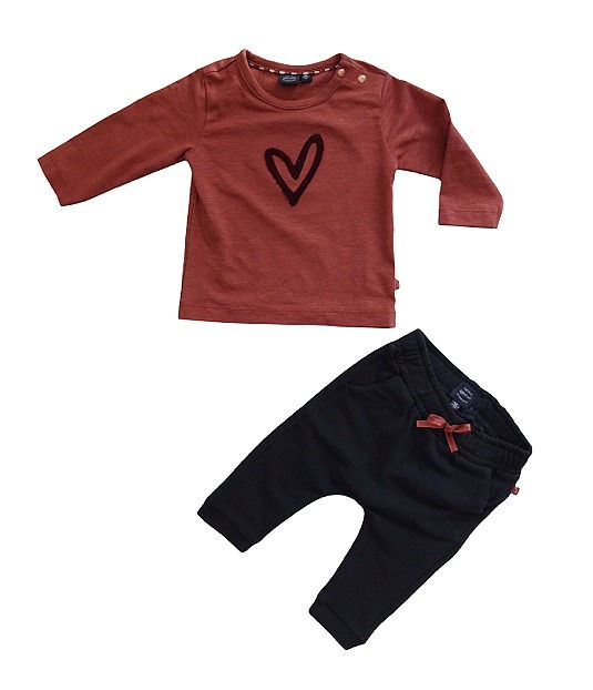 Βρεφικό σετ μπλούζα ιντερλοκ με παντελόνι φούτερ της babyface για κορίτσια