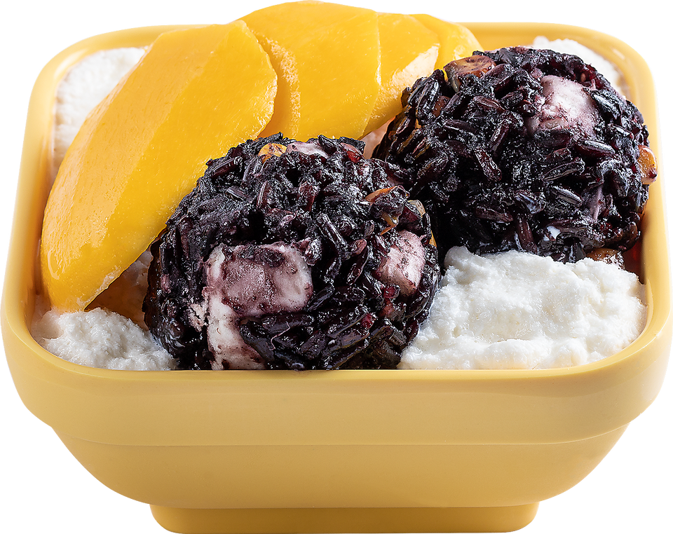 Black Glutinous Rice and 
Mango on Vanilla Frost