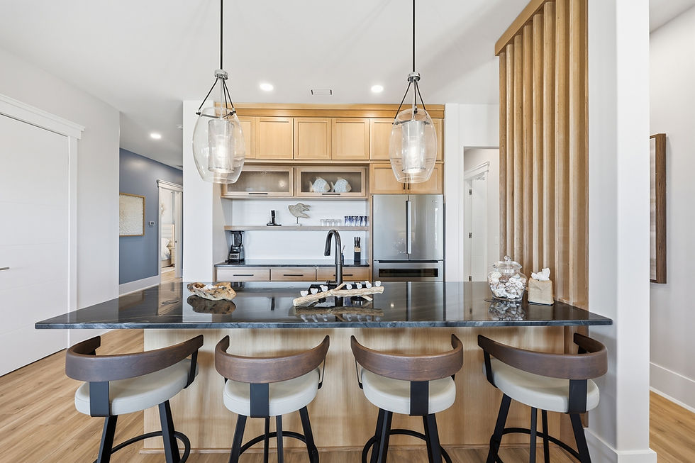 Modern coastal kitchen, real estate photography