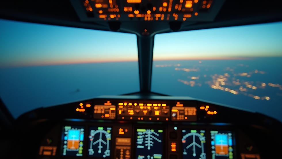 Close-up view of pilot training equipment and flight simulator