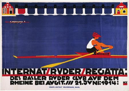 Plakat für die internationale Ruderregatta auf dem Rhein bei Augst von 1914 (Museum für Gestaltung Zürich, Plakatsammlung, Zürcher Hochschule der Künste