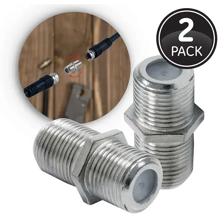 Thumbnail: General Electric Coaxial F Type Cable Extension Two Pack Video Connector Adapter