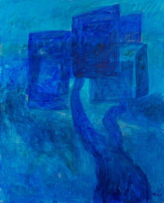 acrylic painting, blue, sea