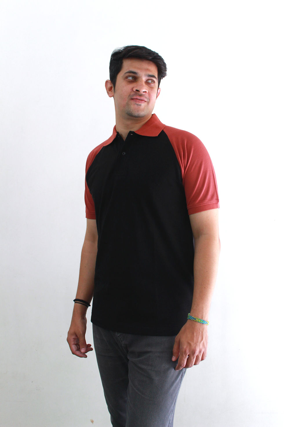 Thumbnail: Black Raglan Collar T-Shirt