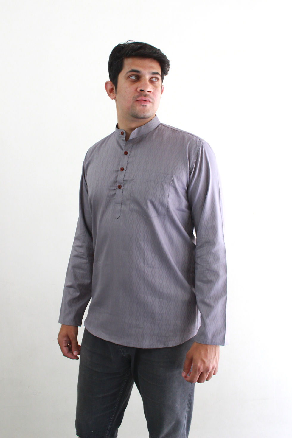 Thumbnail: Men's Pure Cotton Grey Kurta
