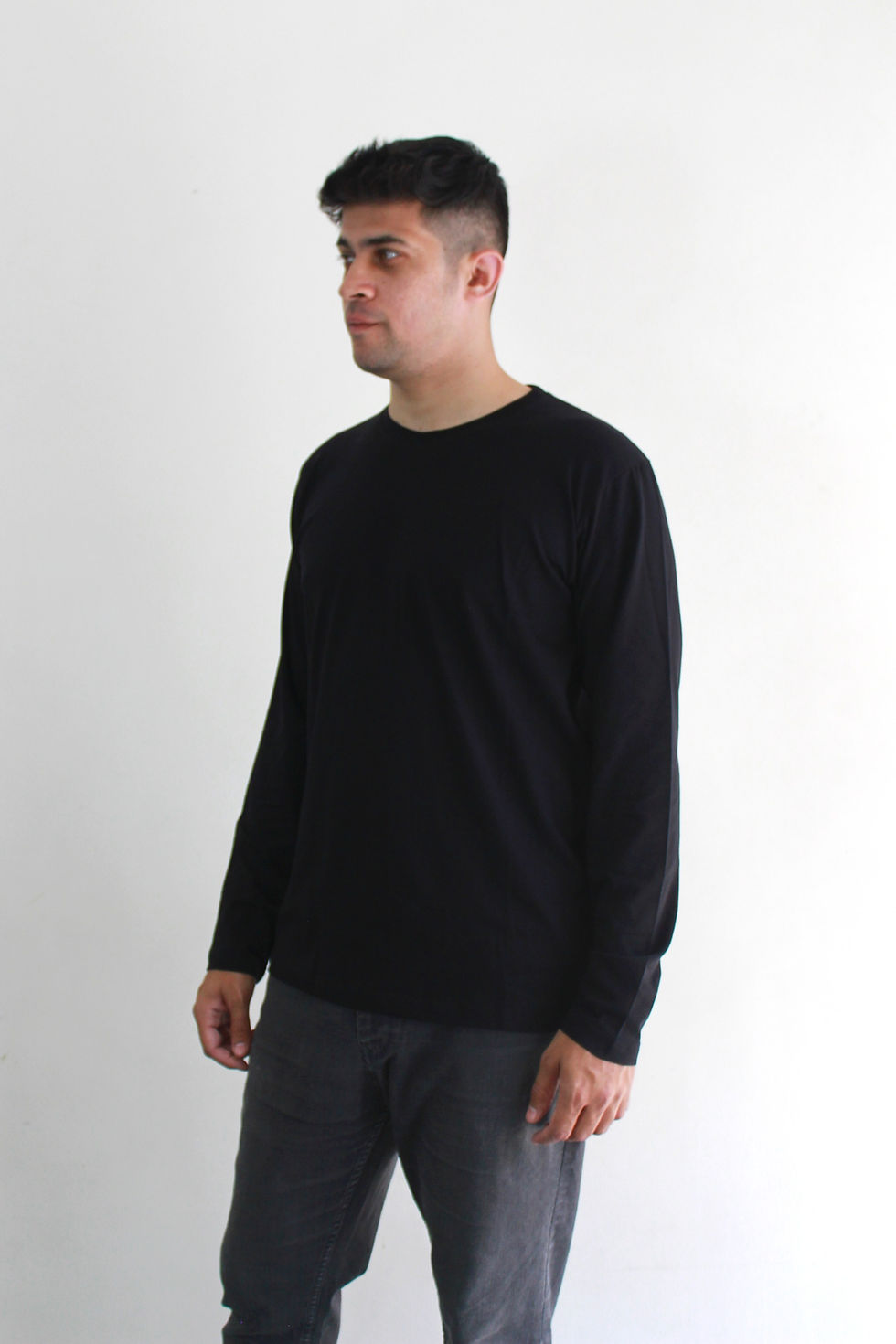 Thumbnail: Black Lycra Full Sleeves Solid