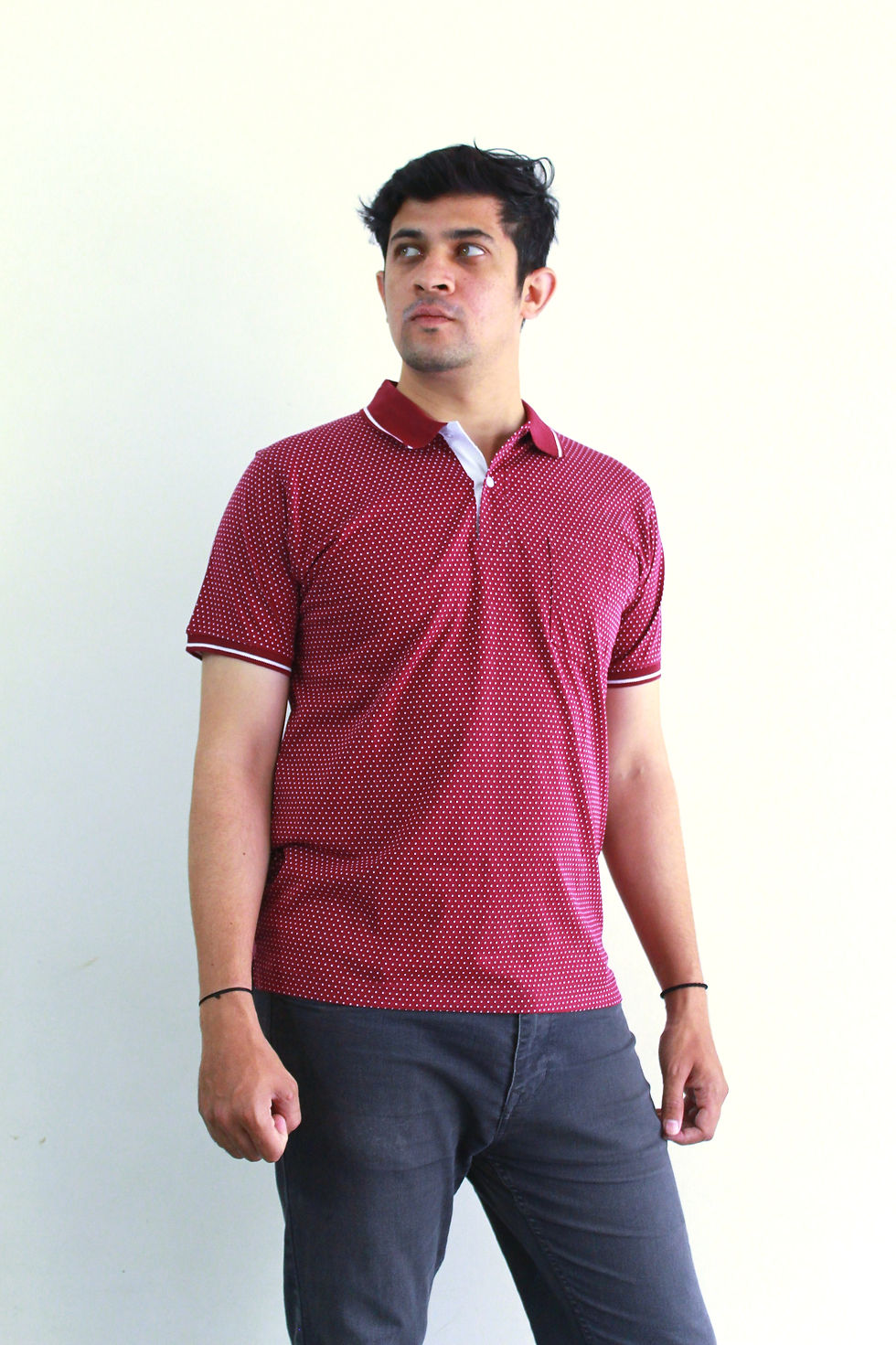 Thumbnail: Maroon Squared Collar T-Shirt