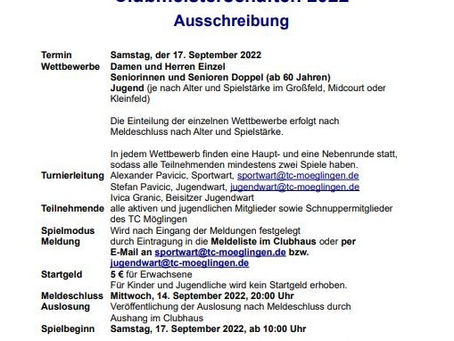 Clubmeisterschaften am 17. September 2022
