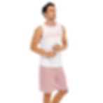 Man showing front view of Harlem basketball shorts set