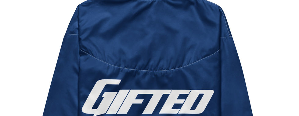 back view of blue gifted campbell fitness crop hoodie