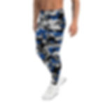 side view of Black blue and white army camo Compression pants