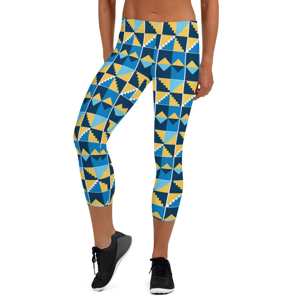 African Kente Cloth Print Capri Leggings 3