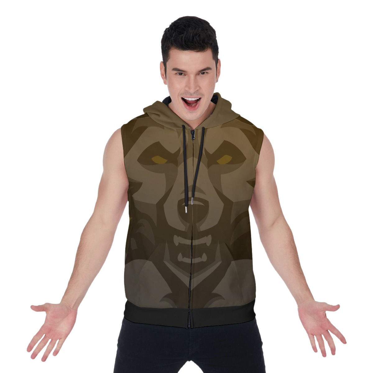 Alpha Wolf Zip-Up Sleeveless Hoodie