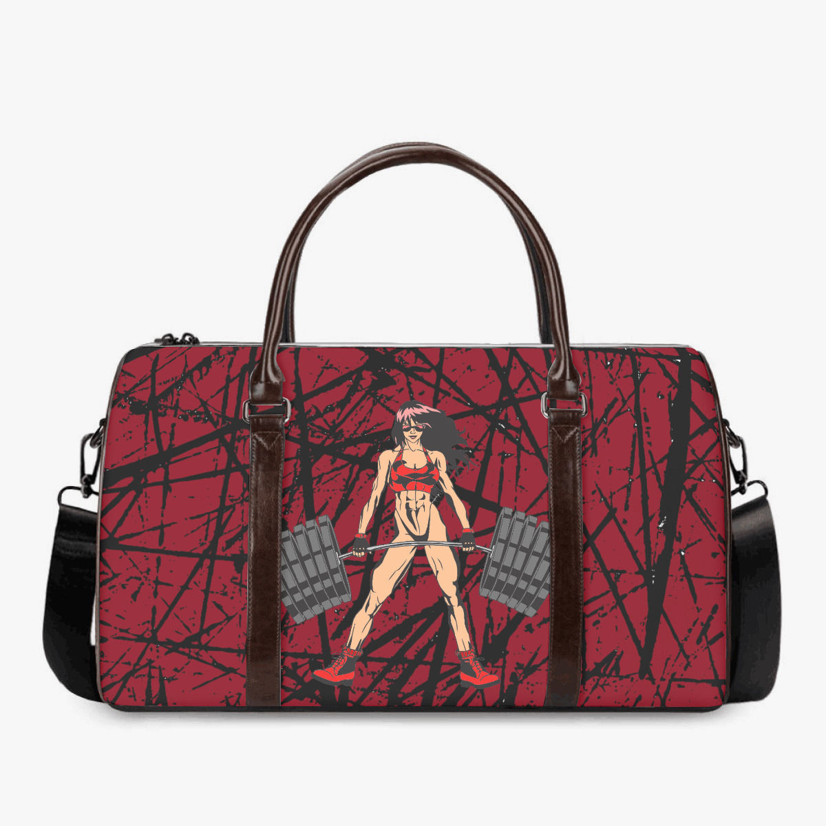 Beach Bodybuilder bikini woman gym bag with strap Red