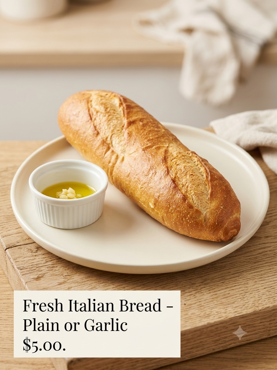 Artisanal Italian Bread (Plain or Garlic)