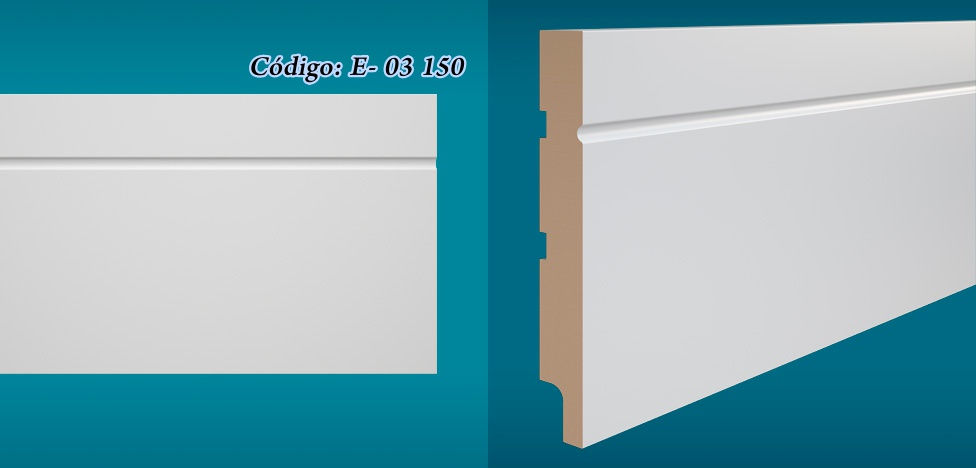 Miniatura: Rodapé Essencial 15cm Reto Com e Sem Friso Branco I Preço R$ 120,00por Barra
