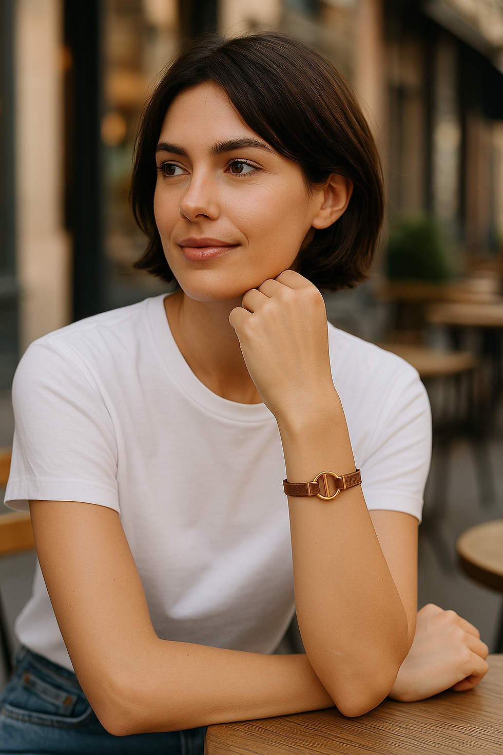 Miniature : Bracelet Ruban cercle brun