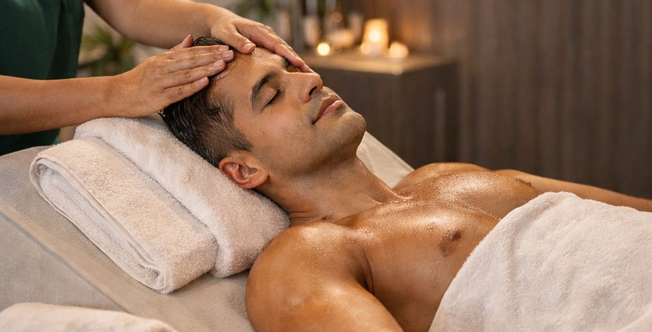 Massage ayurvédique Abhyangam du corps entier à Pondichéry avec des huiles aux herbes pour la détoxification et la relaxation