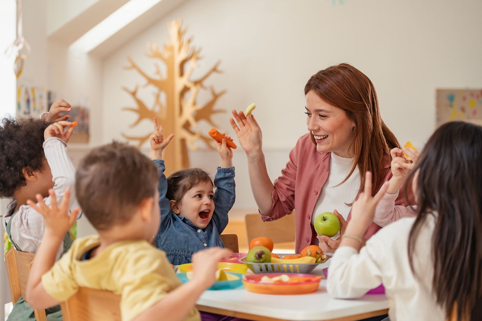 nursery children with teacher