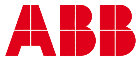 ABB logo: red letters on black background