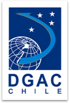 DGAC Chile logo: Globe, arrow, stars