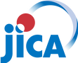 JICA logo: blue lettering with red circle