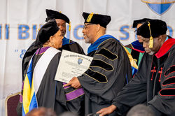 Commencement speaker and graduate