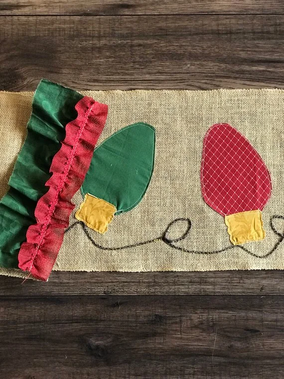 Christmas Lights Burlap Table Runner Website