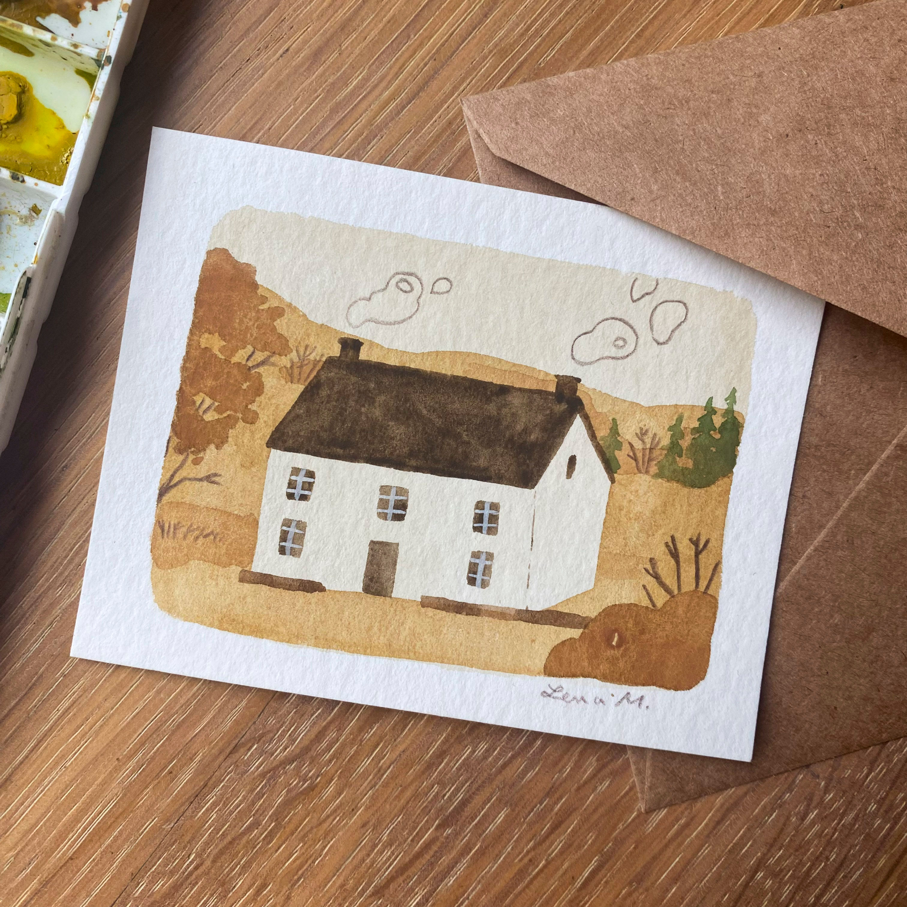 Original Aquarell Illustration - Cottage no.2
