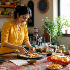 Woman preparing homemade snack in kitchen