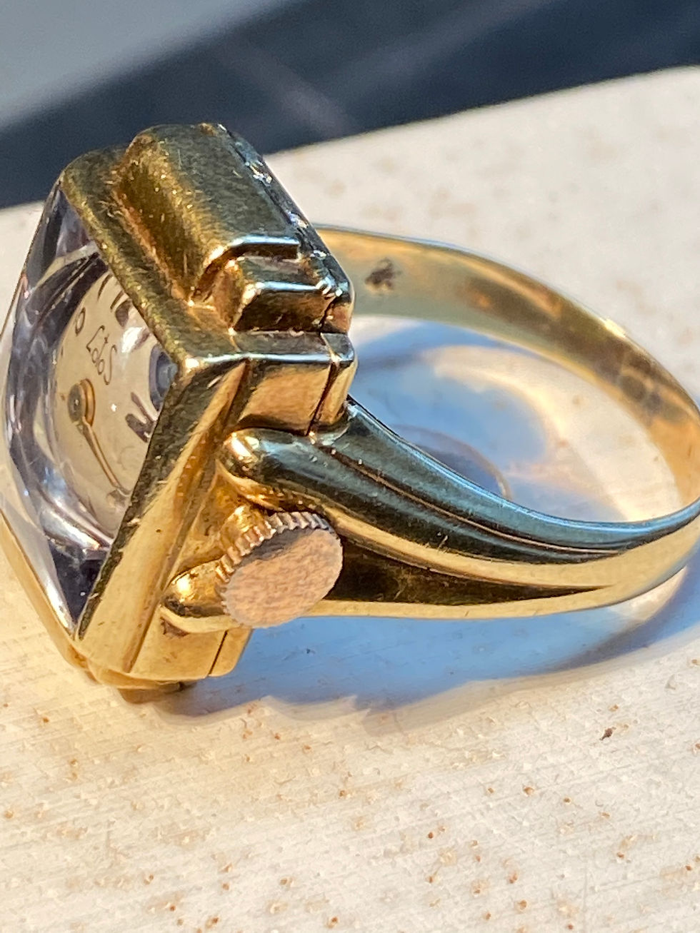 Thumbnail: 1940’s Lotos 14ct Gold Ladies Ring Watch V.Rare