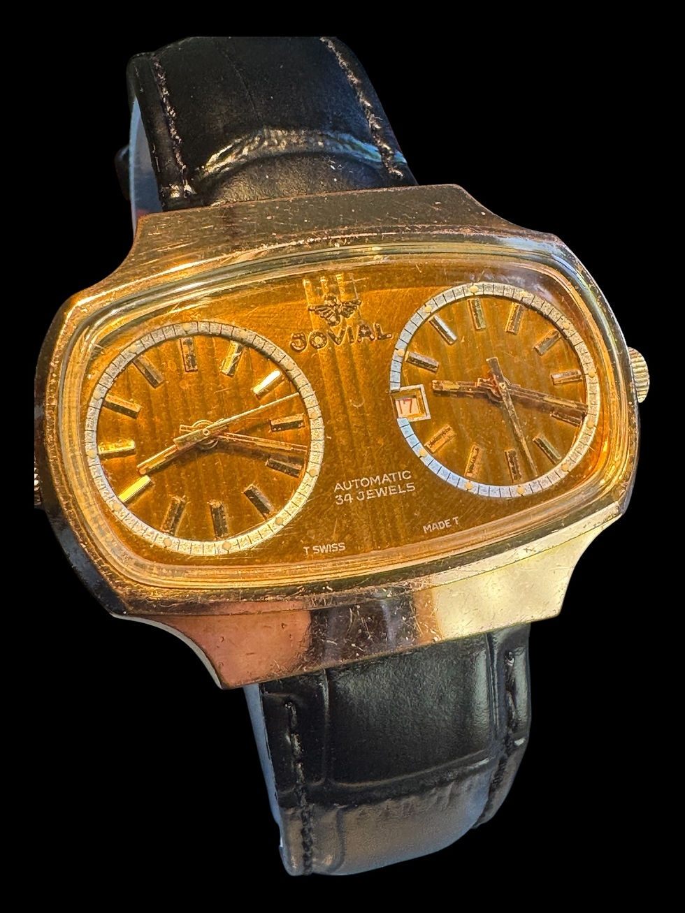Thumbnail: 1970’s Jovial Twin Time Zone Gents Dress Watch