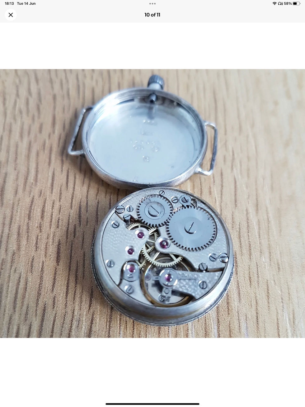 Thumbnail: WW1 1916 Sterling Silver Borgel Cased Officers Trench Watch