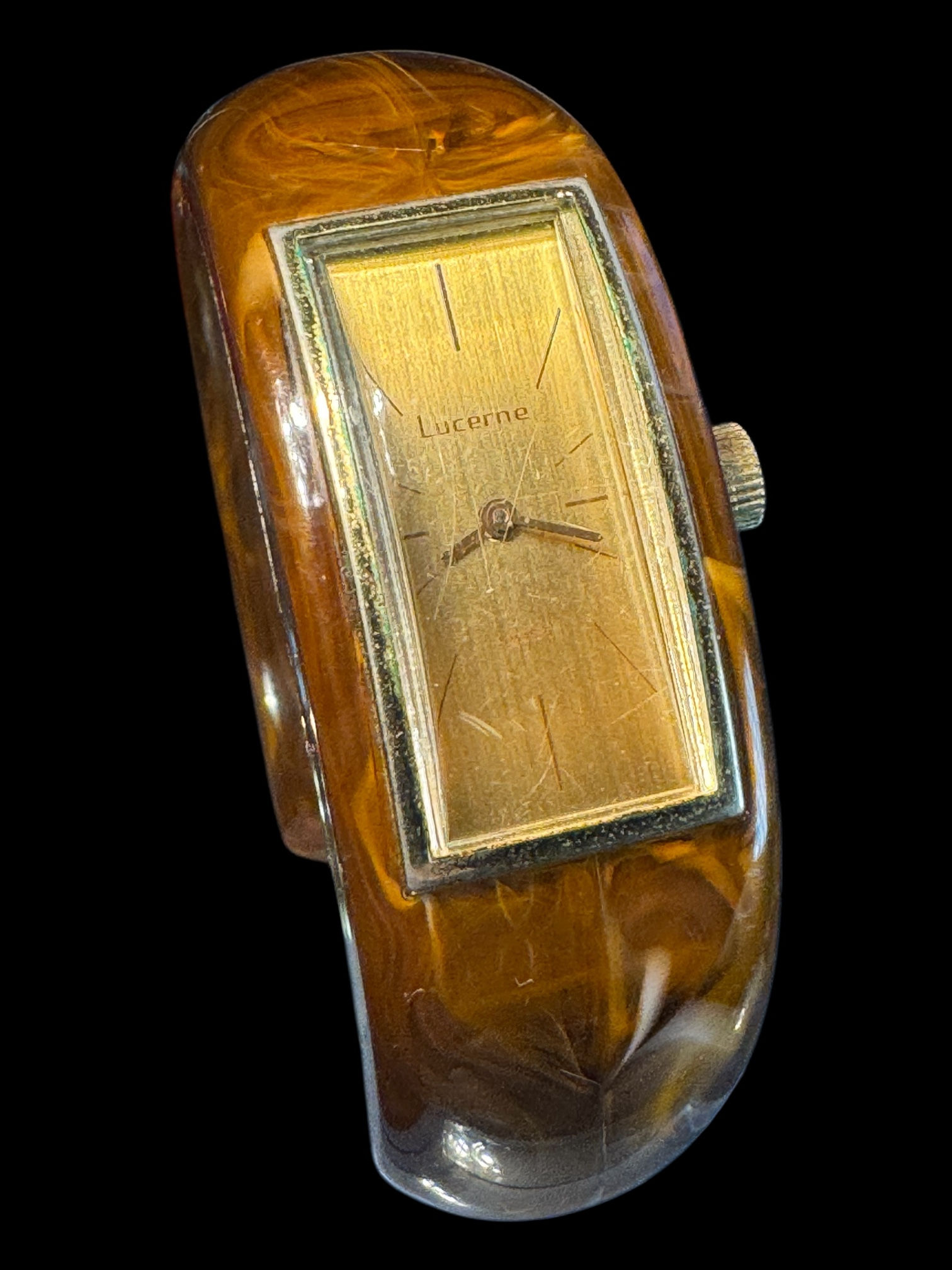 1960’s Lucerne Faux Tortoiseshell Ladies Bangle Watch