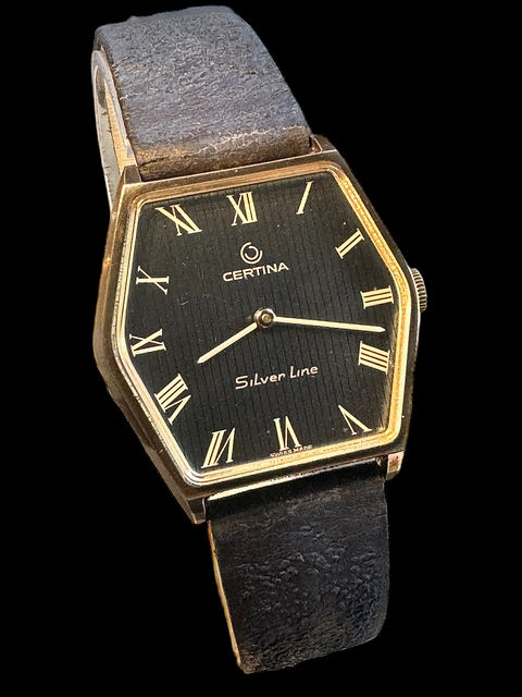 1970 s Certina Silver Line Gents Sterling Silver NOS Dress Watch vintagewatchroom
